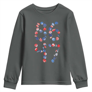 Red White Blue Seashell 8647 Youth Sweatshirt Viral 2026 Beach Walk Satire Graphic TS12 Dark Heather Print Your Wear