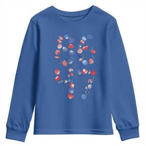 Red White Blue Seashell 8647 Youth Sweatshirt Viral 2026 Beach Walk Satire Graphic TS12 Royal Blue Print Your Wear