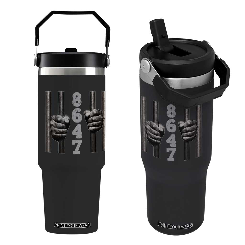 Funny 8647 Jail Flip Straw Tumbler Freedom Protest Satire Graphic Gift TS12 One Size: 30 oz Black Print Your Wear