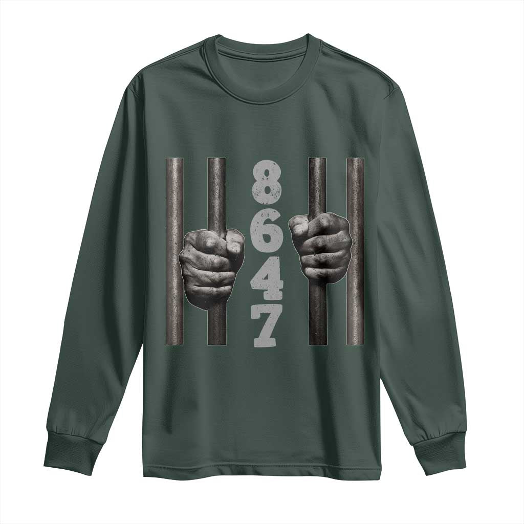 Funny 8647 Jail Long Sleeve Shirt Freedom Protest Satire Graphic Gift TS12 Dark Forest Green Print Your Wear