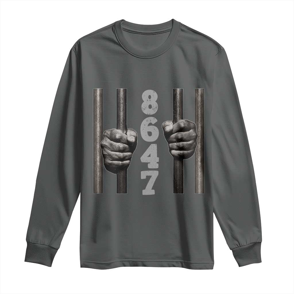 Funny 8647 Jail Long Sleeve Shirt Freedom Protest Satire Graphic Gift TS12 Dark Heather Print Your Wear