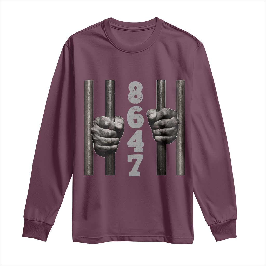 Funny 8647 Jail Long Sleeve Shirt Freedom Protest Satire Graphic Gift TS12 Maroon Print Your Wear