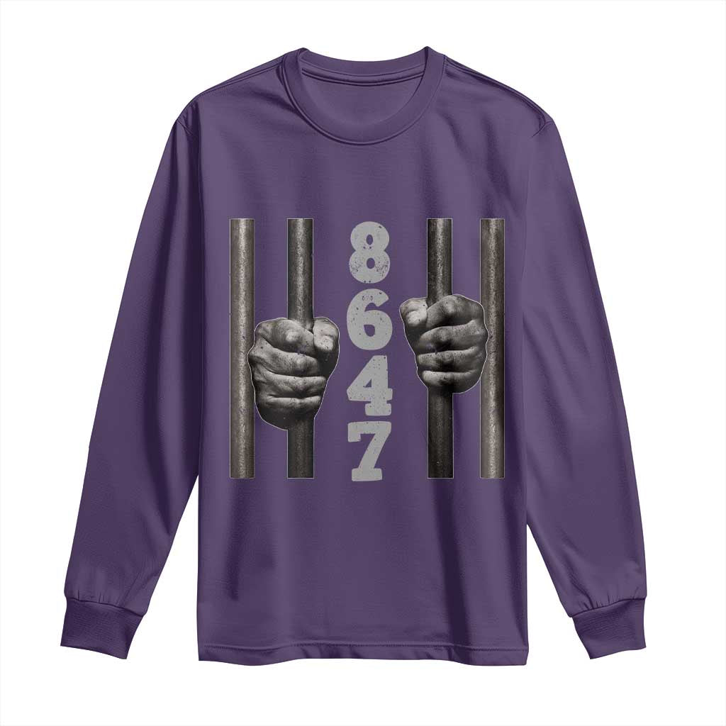 Funny 8647 Jail Long Sleeve Shirt Freedom Protest Satire Graphic Gift TS12 Purple Print Your Wear