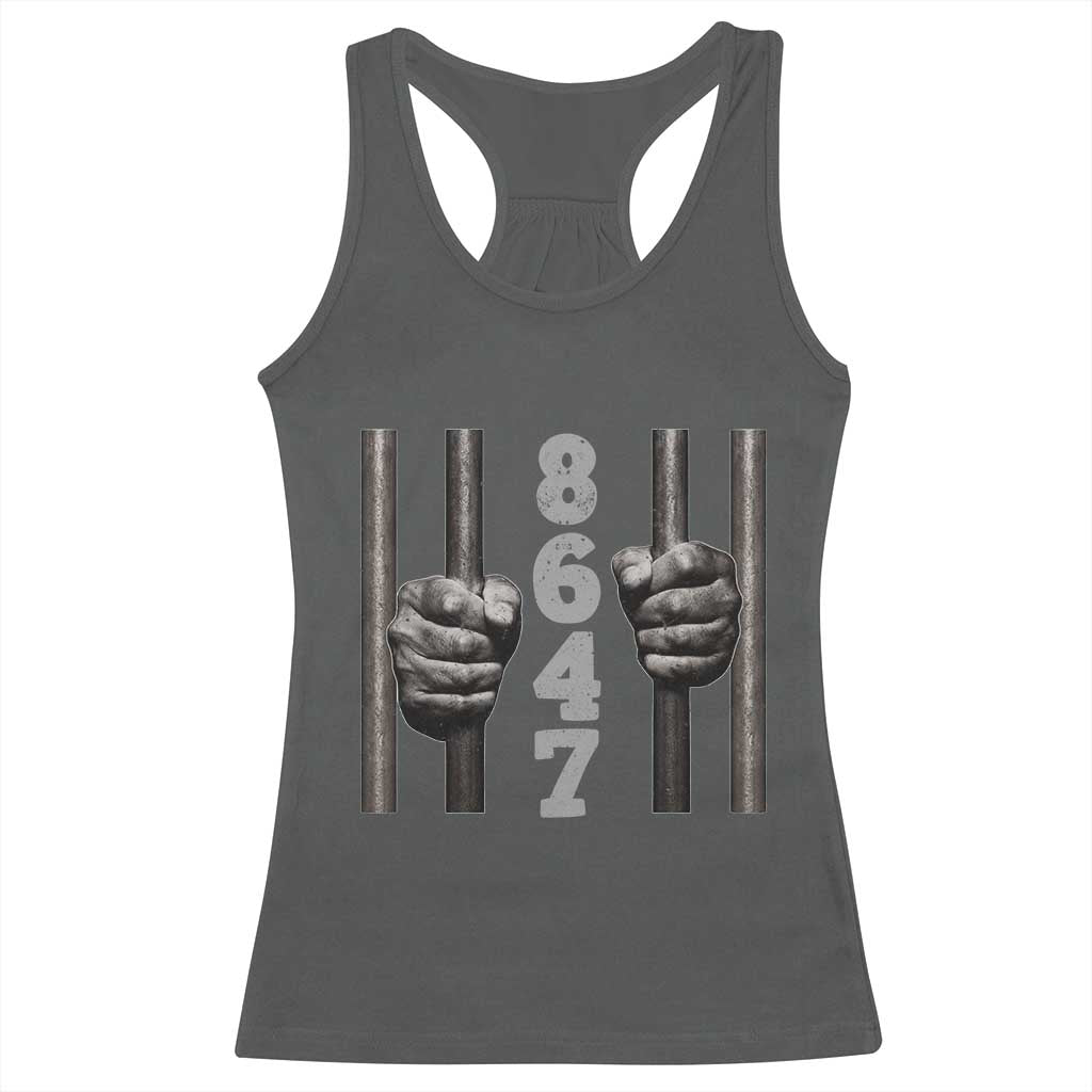 Funny 8647 Jail Racerback Tank Top Freedom Protest Satire Graphic Gift TS12 Dark Heather Print Your Wear
