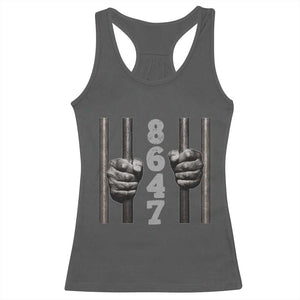 Funny 8647 Jail Racerback Tank Top Freedom Protest Satire Graphic Gift TS12 Dark Heather Print Your Wear