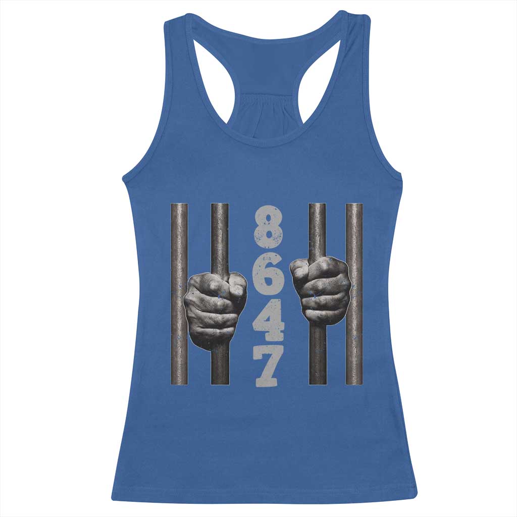 Funny 8647 Jail Racerback Tank Top Freedom Protest Satire Graphic Gift TS12 Royal Blue Print Your Wear