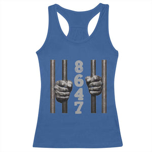 Funny 8647 Jail Racerback Tank Top Freedom Protest Satire Graphic Gift TS12 Royal Blue Print Your Wear