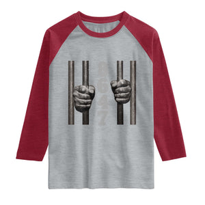Funny 8647 Jail Raglan Shirt Freedom Protest Satire Graphic Gift TS12 Heather Gray Heather Red Print Your Wear