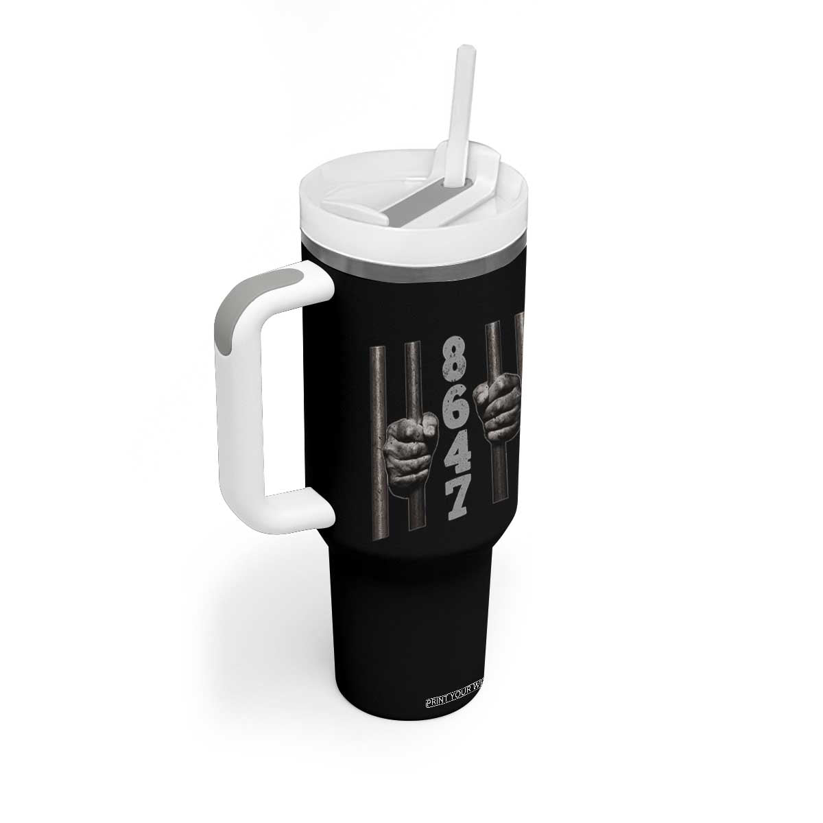 Funny 8647 Jail Tumbler With Handle Freedom Protest Satire Graphic Gift TS12 Print Your Wear