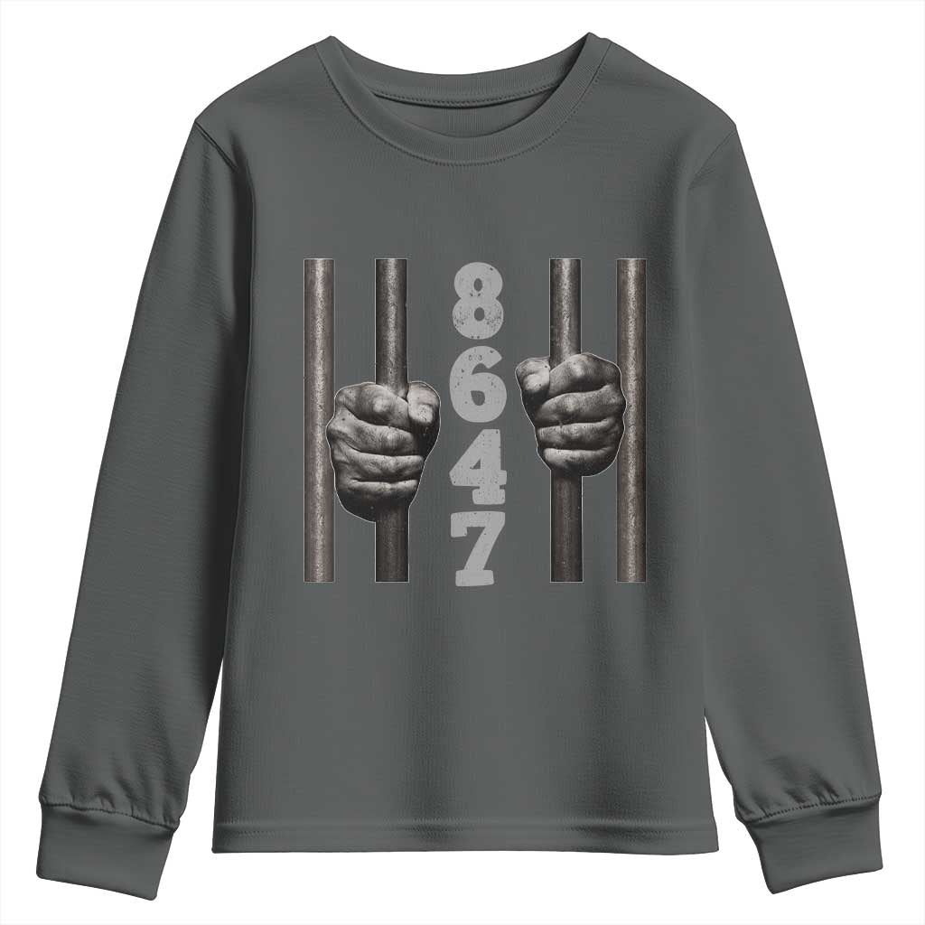 Funny 8647 Jail Youth Sweatshirt Freedom Protest Satire Graphic Gift TS12 Dark Heather Print Your Wear