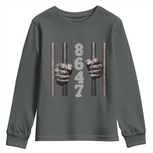 Funny 8647 Jail Youth Sweatshirt Freedom Protest Satire Graphic Gift TS12 Dark Heather Print Your Wear