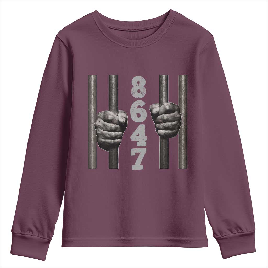 Funny 8647 Jail Youth Sweatshirt Freedom Protest Satire Graphic Gift TS12 Maroon Print Your Wear