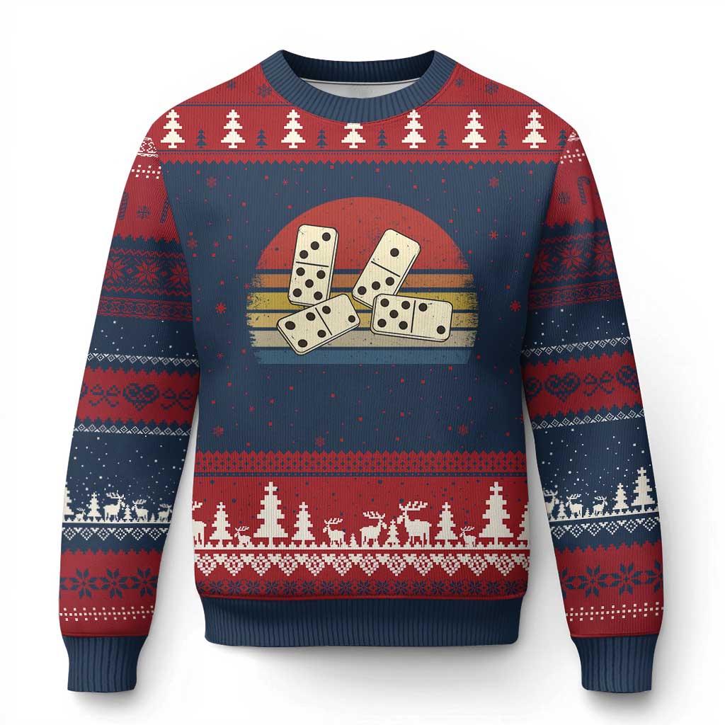 Vintage Domino Player 8647 Ugly Christmas Sweater Board Game Subtle Protest TS12 Navy Red Print Your Wear