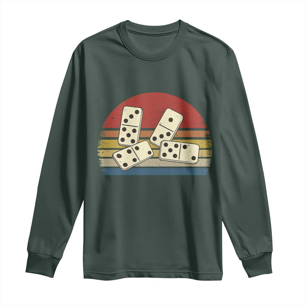 Vintage Domino Player 8647 Long Sleeve Shirt Board Game Subtle Protest TS12 Dark Forest Green Print Your Wear