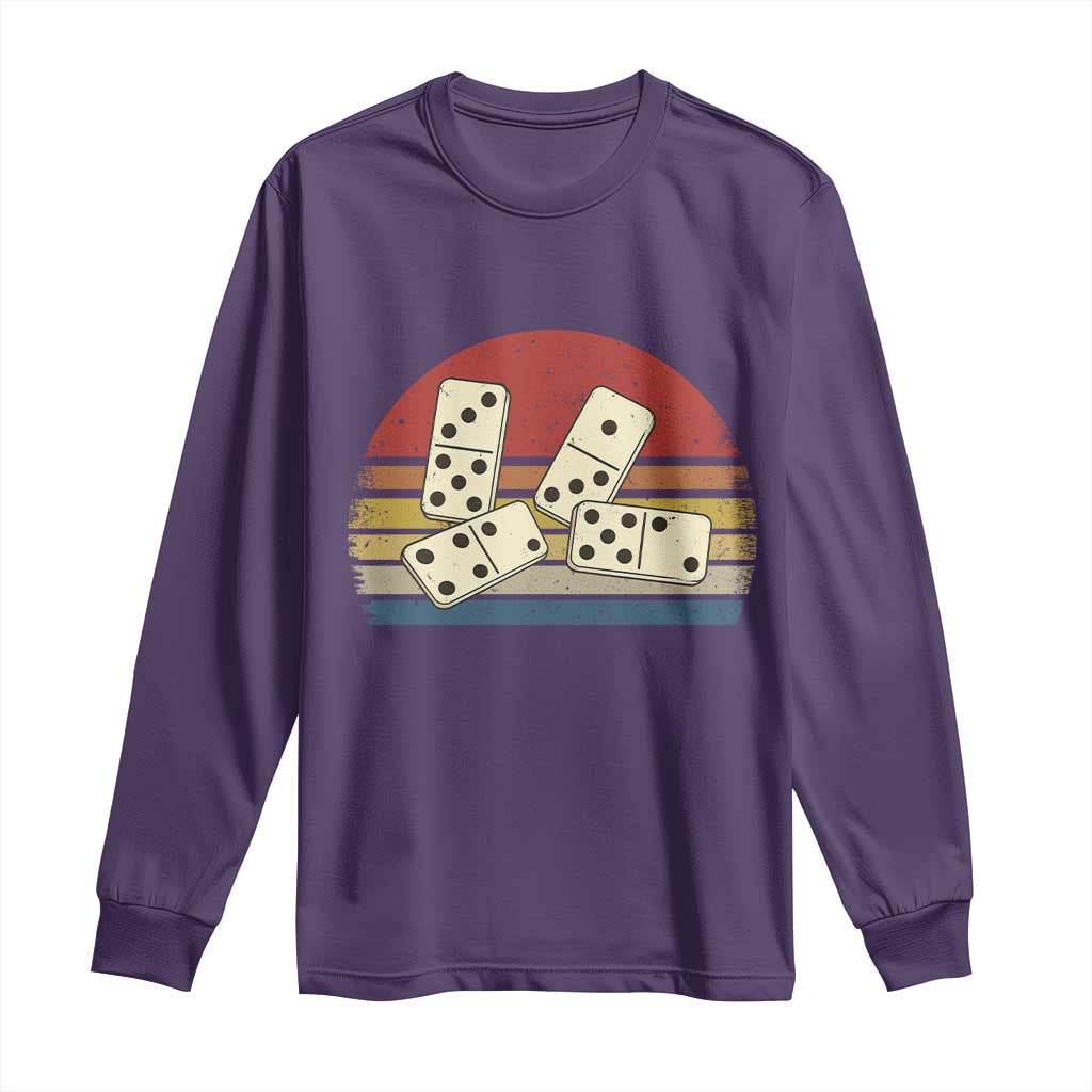 Vintage Domino Player 8647 Long Sleeve Shirt Board Game Subtle Protest TS12 Purple Print Your Wear