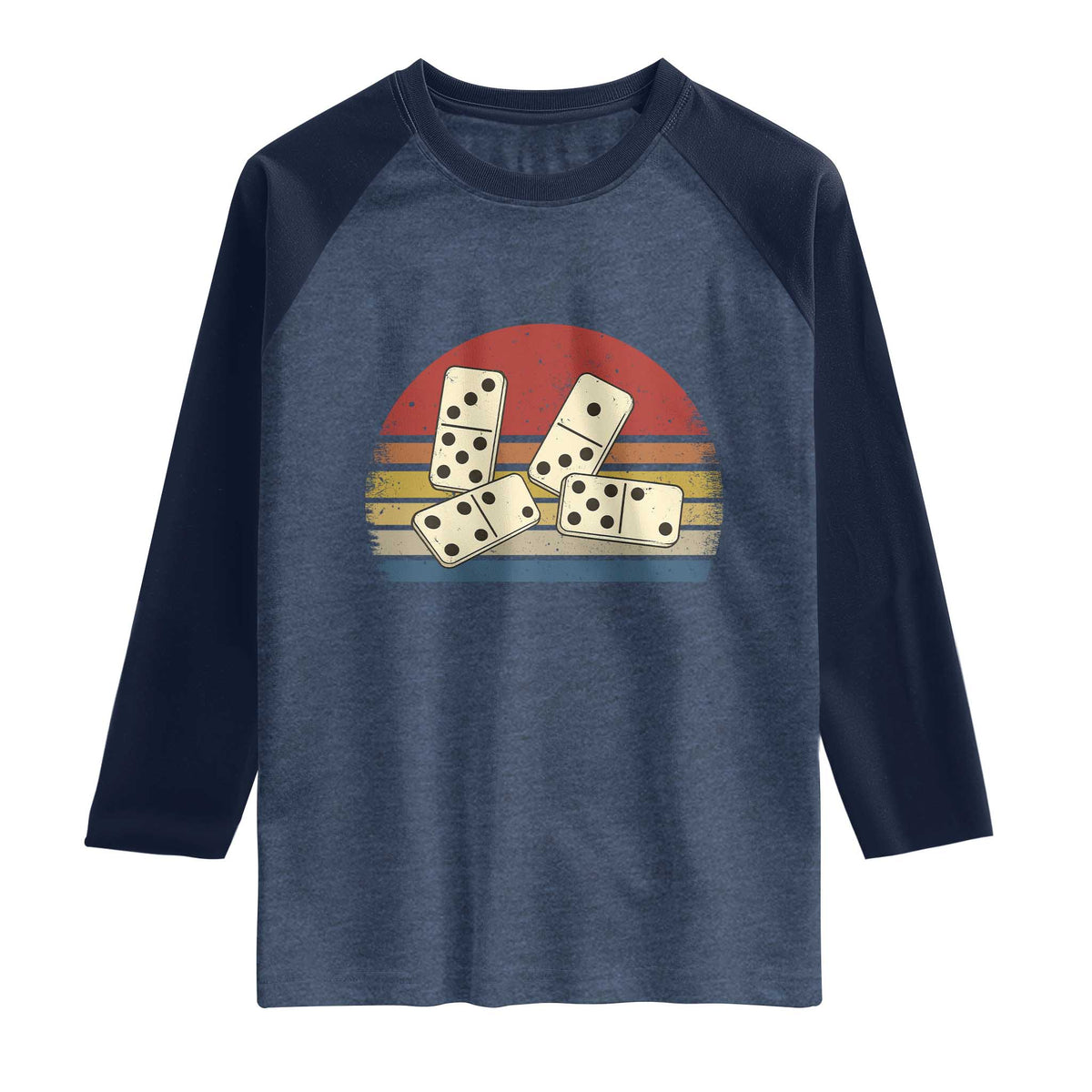 Vintage Domino Player 8647 Raglan Shirt Board Game Subtle Protest TS12 Heather Denim Navy Print Your Wear