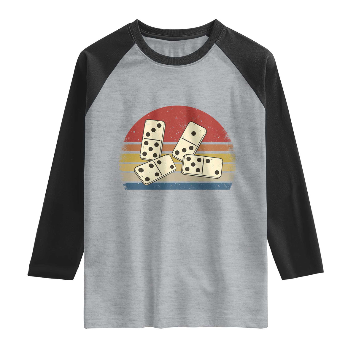 Vintage Domino Player 8647 Raglan Shirt Board Game Subtle Protest TS12 Heather Gray Black Print Your Wear