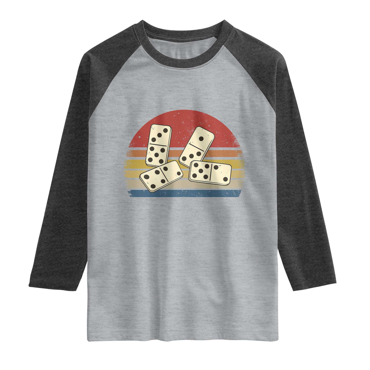 Vintage Domino Player 8647 Raglan Shirt Board Game Subtle Protest TS12 Heather Gray Heather Charcoal Print Your Wear