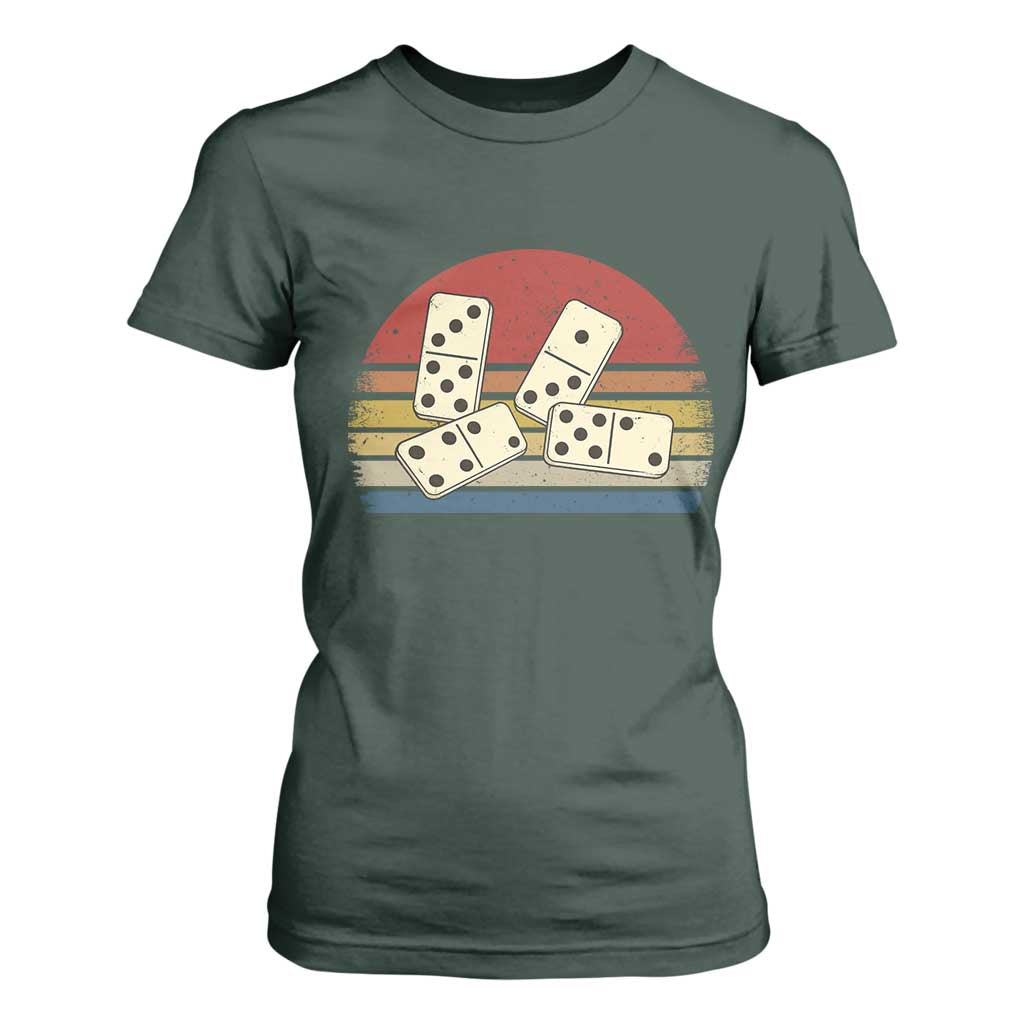 Vintage Domino Player 8647 T Shirt For Women Board Game Subtle Protest TS12 Dark Forest Green Print Your Wear