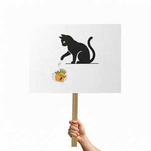Funny No Kings Black Cat Protest Sign Rebellious Cat Lover Gift TS12 Horizontal 18" × 24" White Print Your Wear