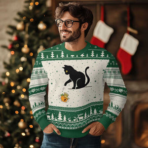 Funny No Kings Black Cat Ugly Christmas Sweater Rebellious Cat Lover Gift TS12 Beige Green Print Your Wear