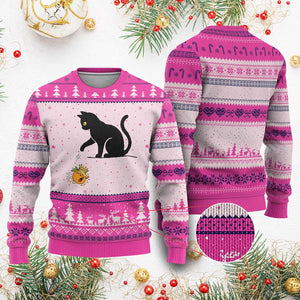 Funny No Kings Black Cat Ugly Christmas Sweater Rebellious Cat Lover Gift TS12 Hot Pink Print Your Wear