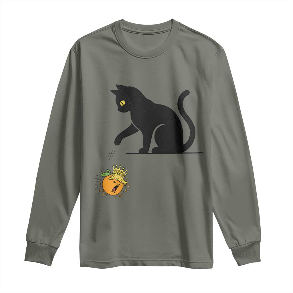 Funny No Kings Black Cat Long Sleeve Shirt Rebellious Cat Lover Gift TS12 Military Green Print Your Wear