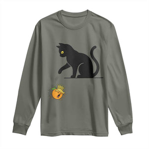 Funny No Kings Black Cat Long Sleeve Shirt Rebellious Cat Lover Gift TS12 Military Green Print Your Wear