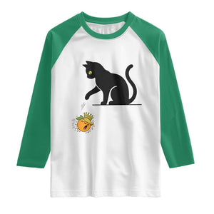 Funny No Kings Black Cat Raglan Shirt Rebellious Cat Lover Gift TS12 White Kelly Green Print Your Wear