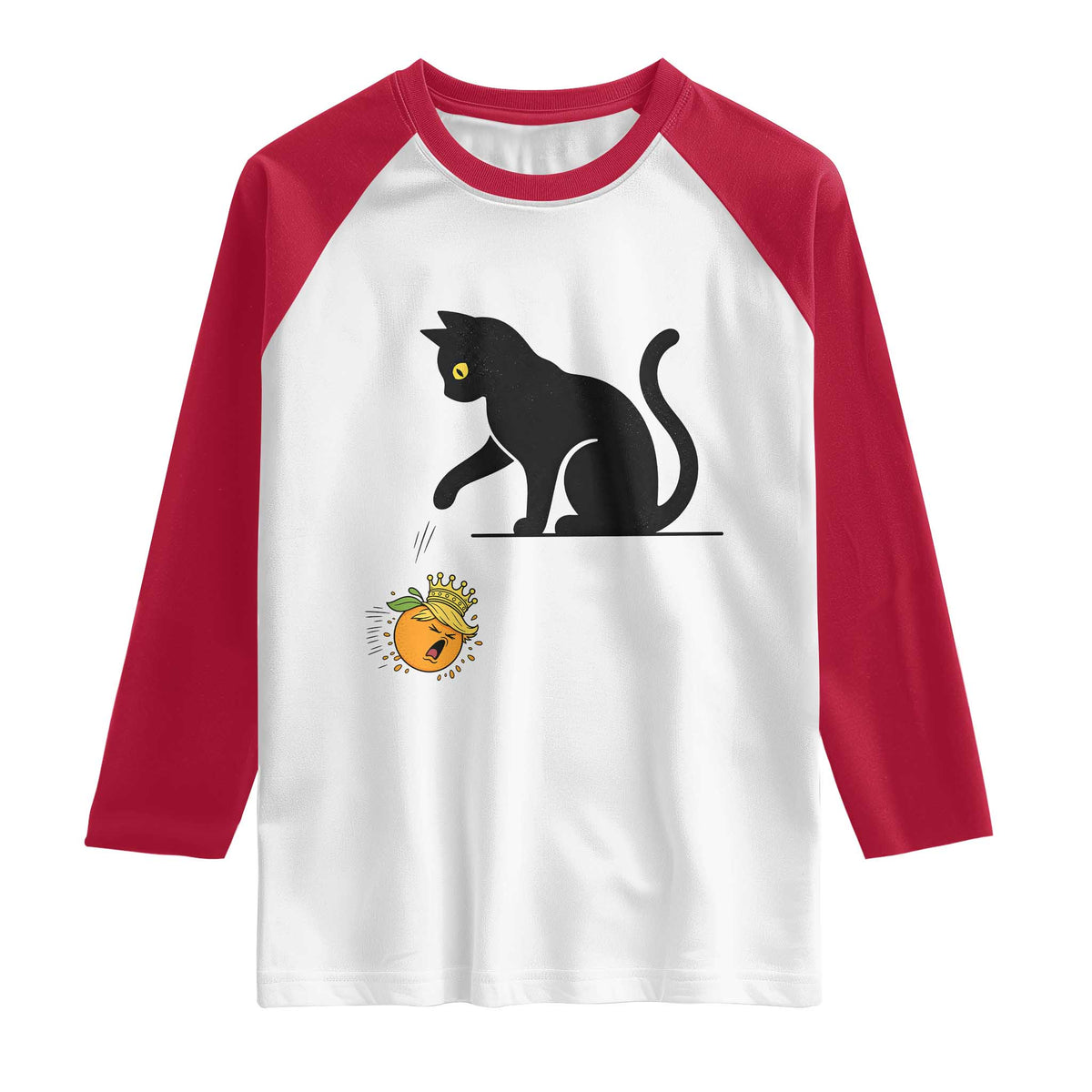 Funny No Kings Black Cat Raglan Shirt Rebellious Cat Lover Gift TS12 White Red Print Your Wear