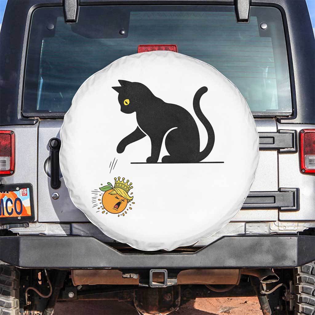 Funny No Kings Black Cat Spare Tire Cover Rebellious Cat Lover Gift TS12 No hole White Print Your Wear