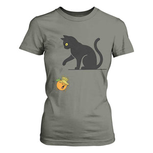 Funny No Kings Black Cat T Shirt For Women Rebellious Cat Lover Gift TS12 Military Green Print Your Wear