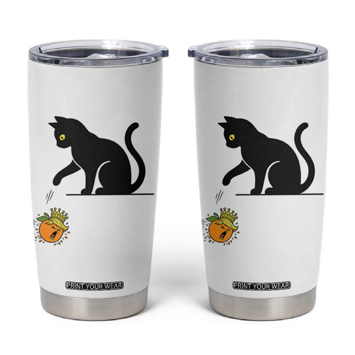 Funny No Kings Black Cat Tumbler Cup Rebellious Cat Lover Gift TS12 White Print Your Wear
