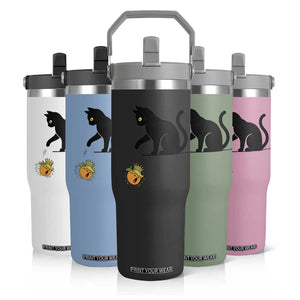 Funny No Kings Black Cat Flip Straw Tumbler Rebellious Cat Lover Gift TS12 Print Your Wear