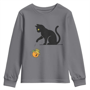 Funny No Kings Black Cat Youth Sweatshirt Rebellious Cat Lover Gift TS12 Charcoal Print Your Wear