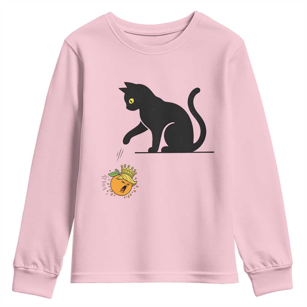 Funny No Kings Black Cat Youth Sweatshirt Rebellious Cat Lover Gift TS12 Light Pink Print Your Wear