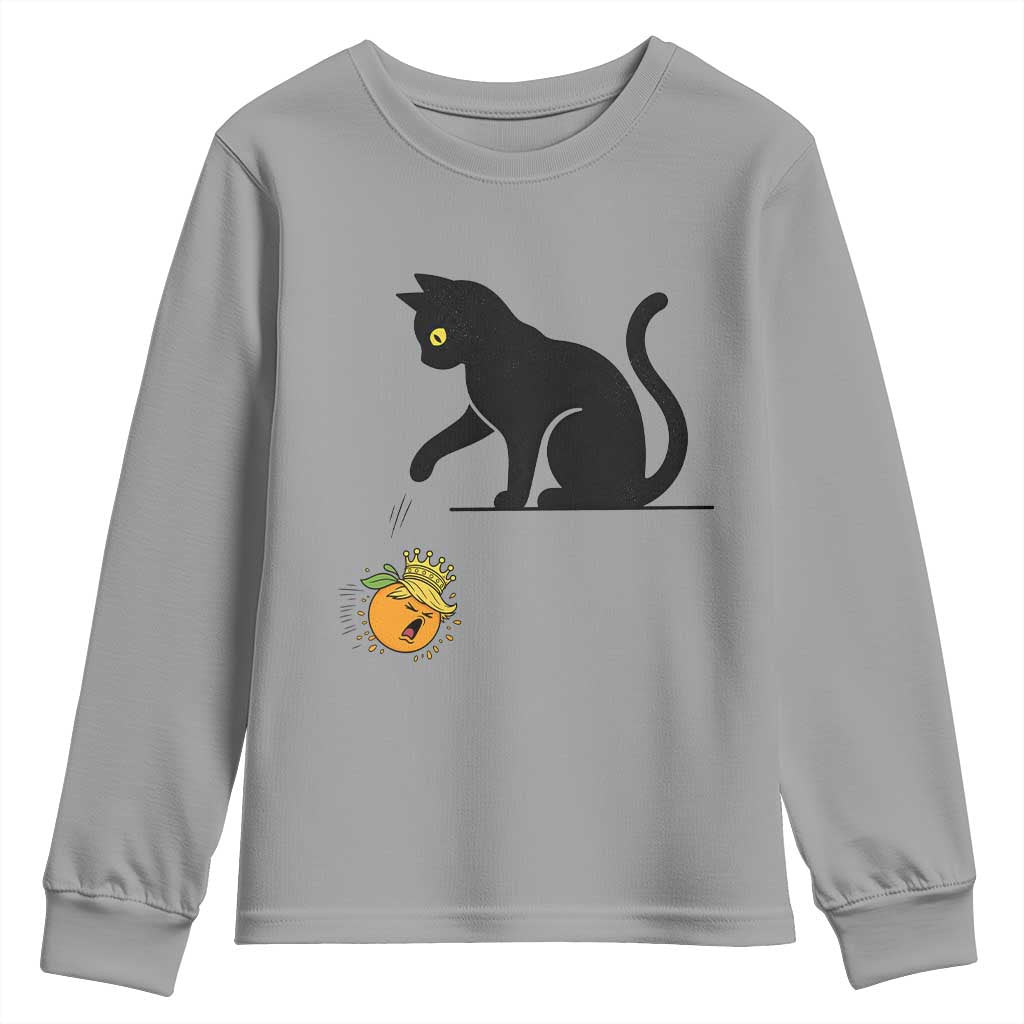 Funny No Kings Black Cat Youth Sweatshirt Rebellious Cat Lover Gift TS12 Sport Gray Print Your Wear