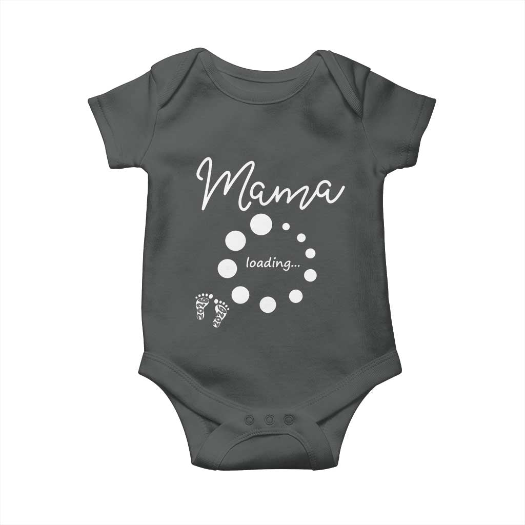 Mama Loading 2026 Baby Onesie Pregnancy Announcement Mothers Day TS12 Dark Heather Print Your Wear
