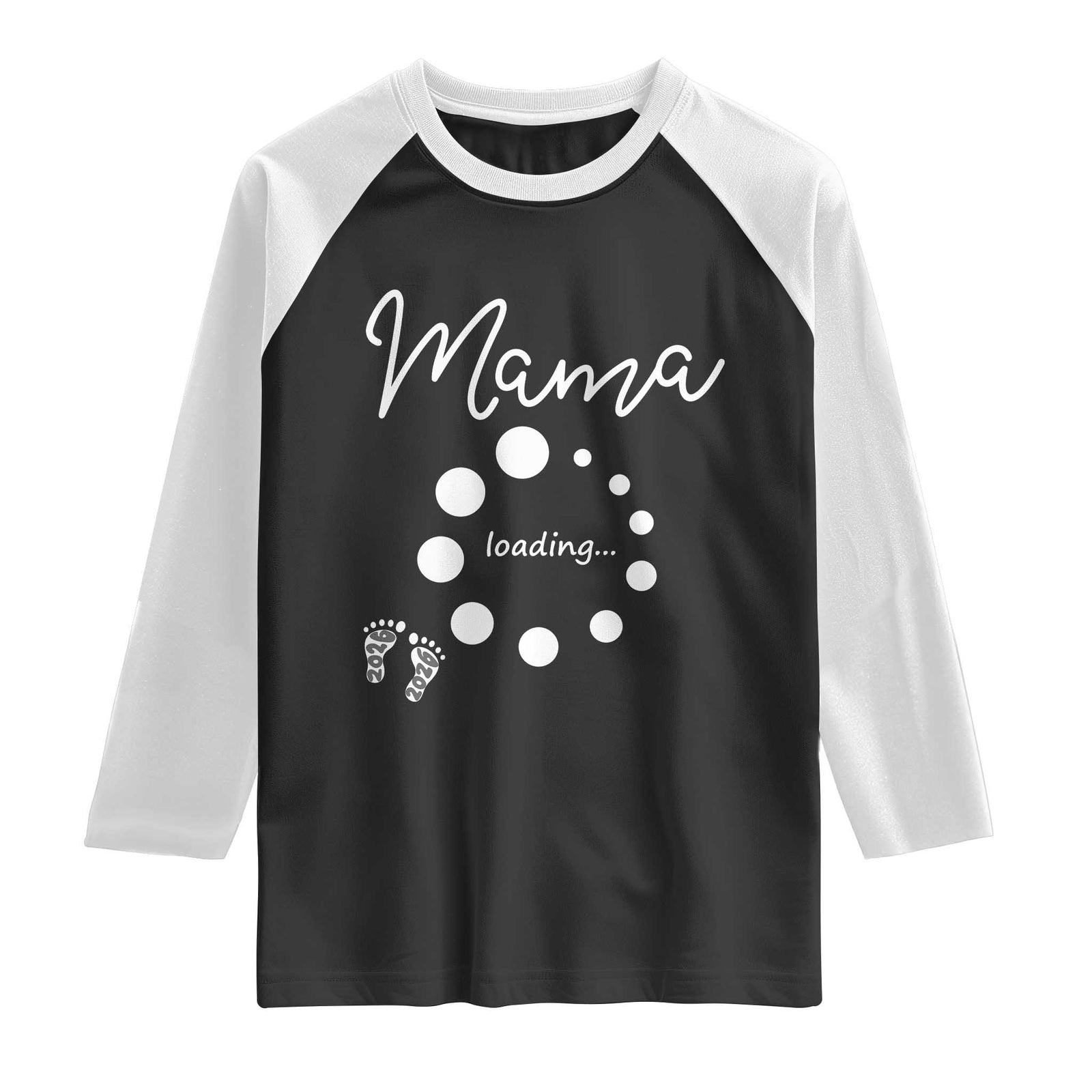 Mama Loading 2026 Raglan Shirt Pregnancy Announcement Mothers Day TS12 Black White Print Your Wear