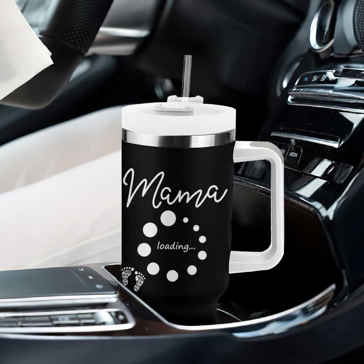 Mama Loading 2026 Tumbler With Handle Pregnancy Announcement Mothers Day TS12 Print Your Wear