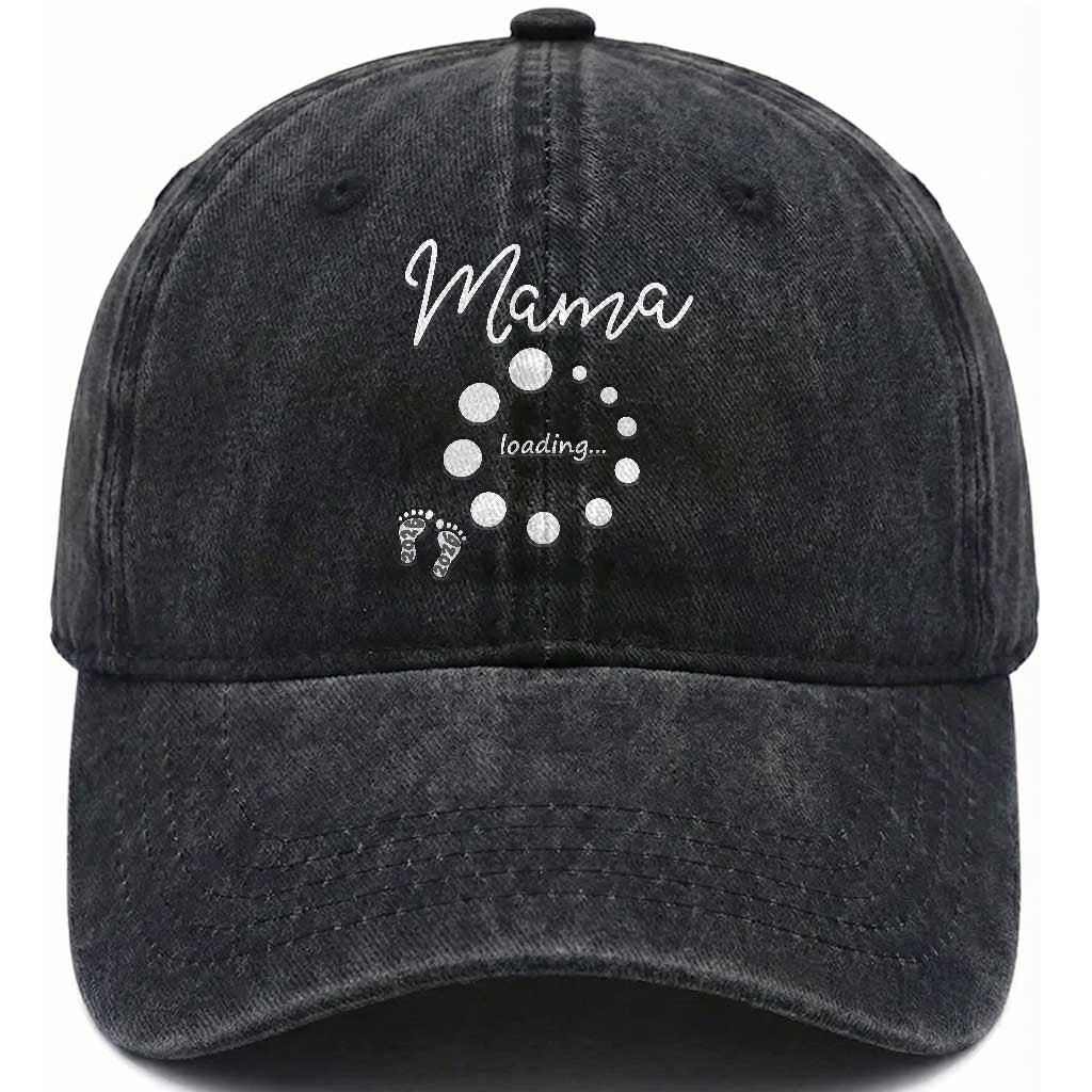 Mama Loading 2026 Washed Cotton Baseball Cap Pregnancy Announcement Mothers Day TS12 Print Your Wear