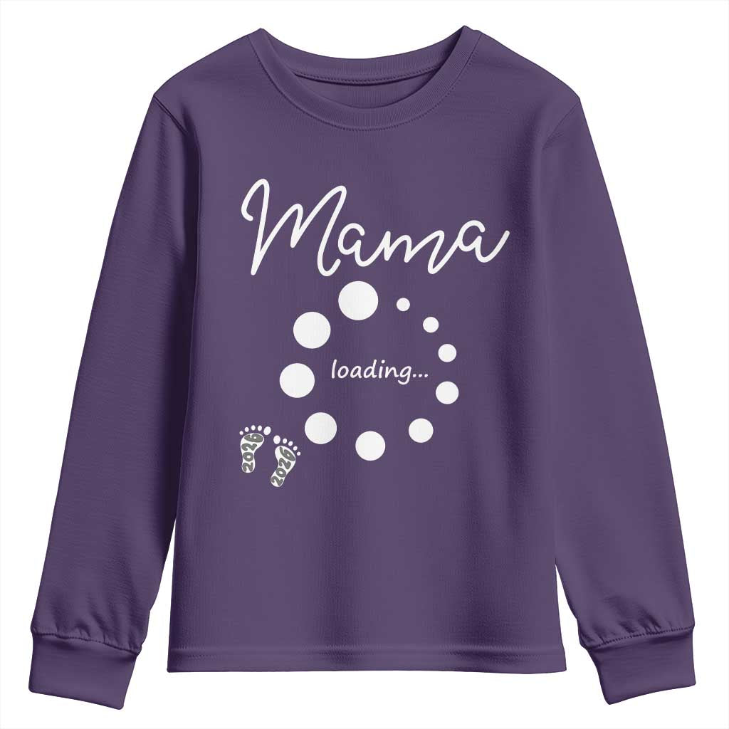 Mama Loading 2026 Youth Sweatshirt Pregnancy Announcement Mothers Day TS12 Purple Print Your Wear