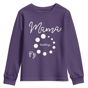 Mama Loading 2026 Youth Sweatshirt Pregnancy Announcement Mothers Day TS12 Purple Print Your Wear