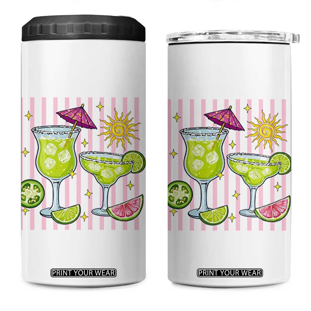 Tropical Margarita Summer 4 in 1 Can Cooler Tumbler Beach Vacation Graphic TS12 One Size: 16 oz White Print Your Wear