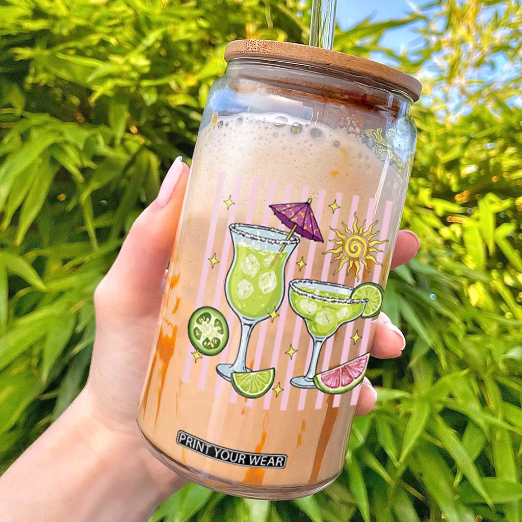 Tropical Margarita Summer Glass Can Beach Vacation Graphic TS12 White Print Your Wear