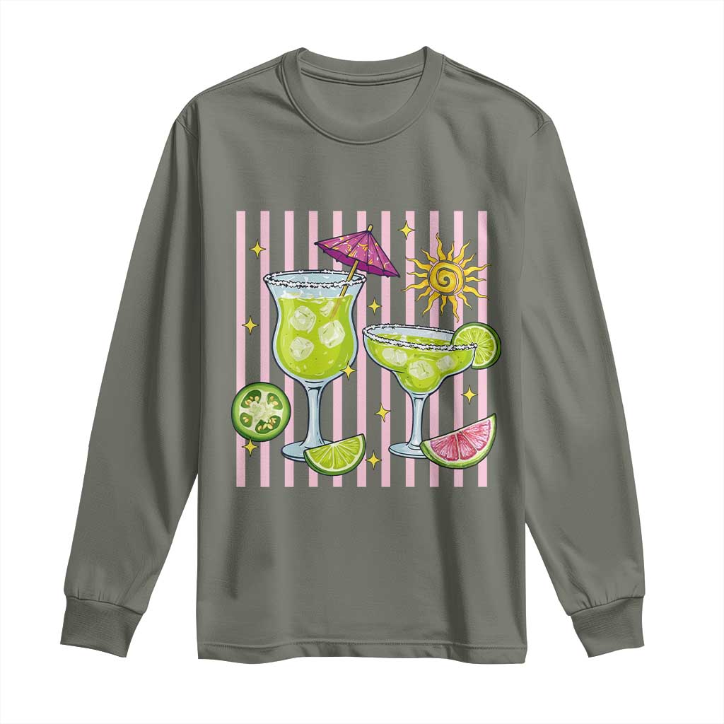 Tropical Margarita Summer Long Sleeve Shirt Beach Vacation Graphic TS12 Military Green Print Your Wear