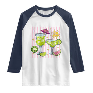 Tropical Margarita Summer Raglan Shirt Beach Vacation Graphic TS12 White Navy Print Your Wear