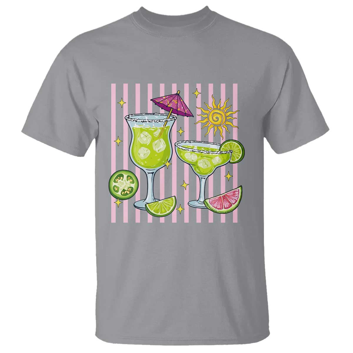 Tropical Margarita Summer T Shirt Beach Vacation Graphic TS12 Sport Gray Print Your Wear