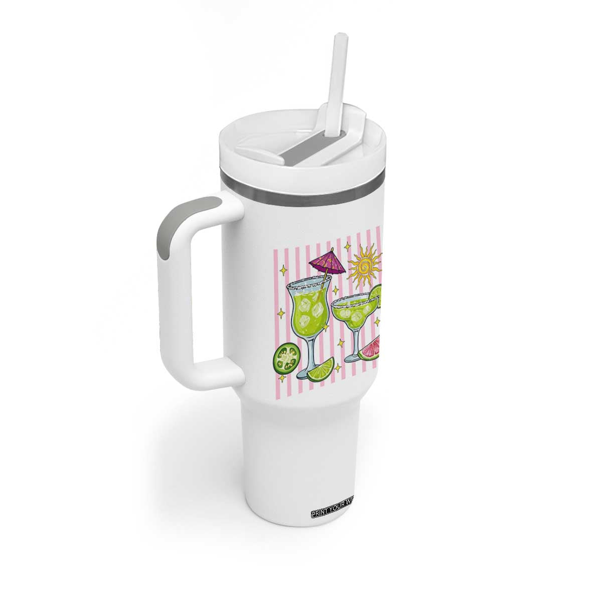 Tropical Margarita Summer Tumbler With Handle Beach Vacation Graphic TS12 Print Your Wear