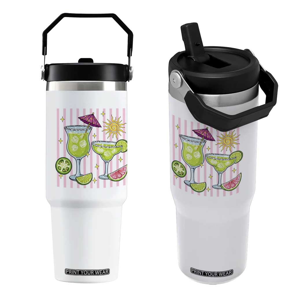 Tropical Margarita Summer Flip Straw Tumbler Beach Vacation Graphic TS12 One Size: 30 oz White Print Your Wear